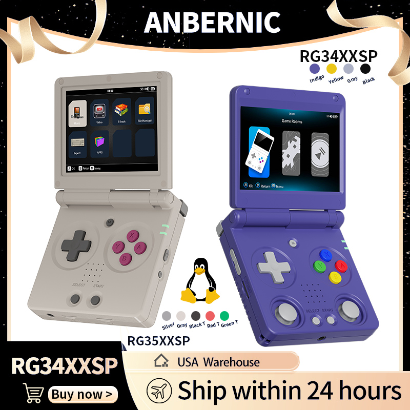 Gaming Console Deals - Anbernic RG34XXSP RG35XXSP Flipคอนโซลเกมมือถือหน้าจอIPS Linux 64