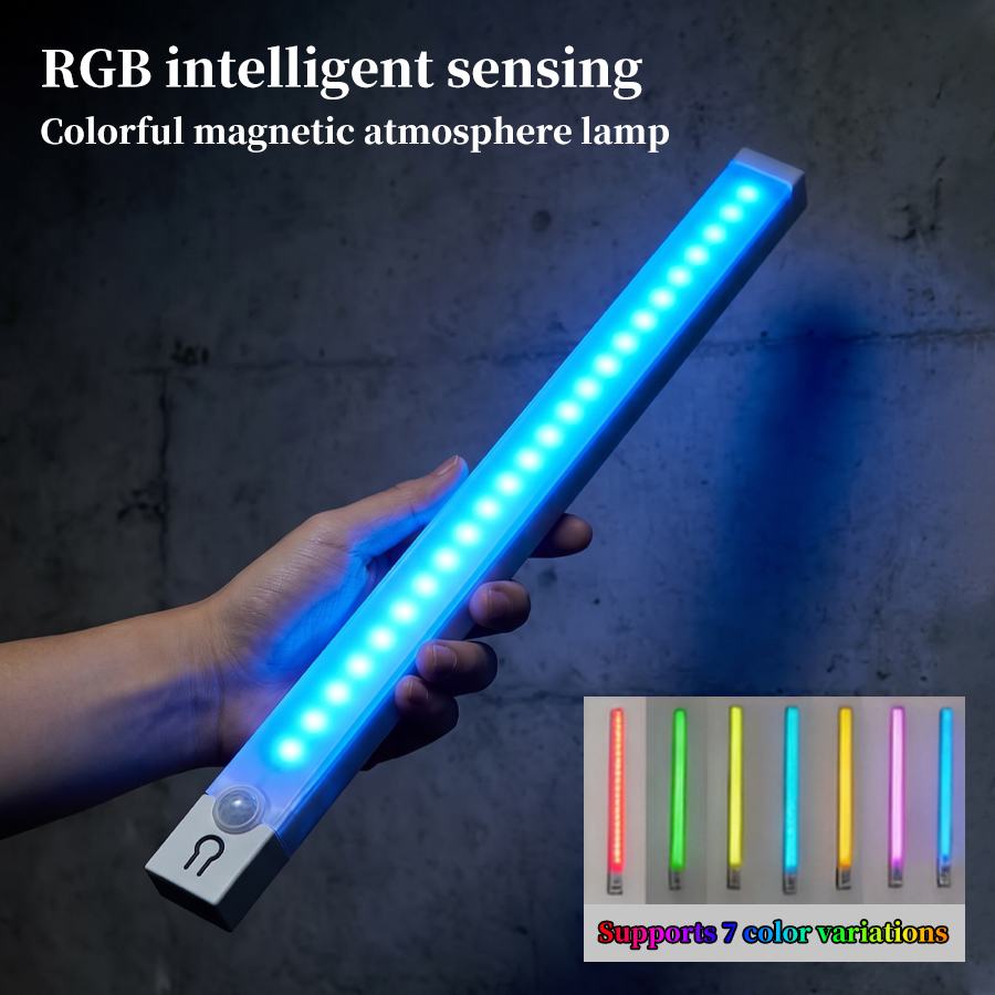 Led Gaming Light Strip - เซ็นเซอร์ตรวจจับความเคลื่อนไหว LED โคมไฟตู้แบบชาร์จไฟได้แถบแสงแม่เหล็ก RGB 5 โหมดไฟกลางคืนสำหรับห้องนอนห้องนั่งเล่นไฟสำหรับเล่นเกม
