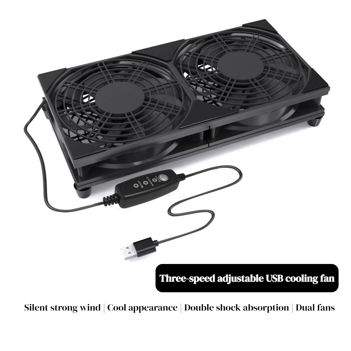Gaming Console With Controller - พัดลมระบายความร้อนแบบ USB คู่ พร้อมระบบควบคุมความเร็ว 3 ระดับ