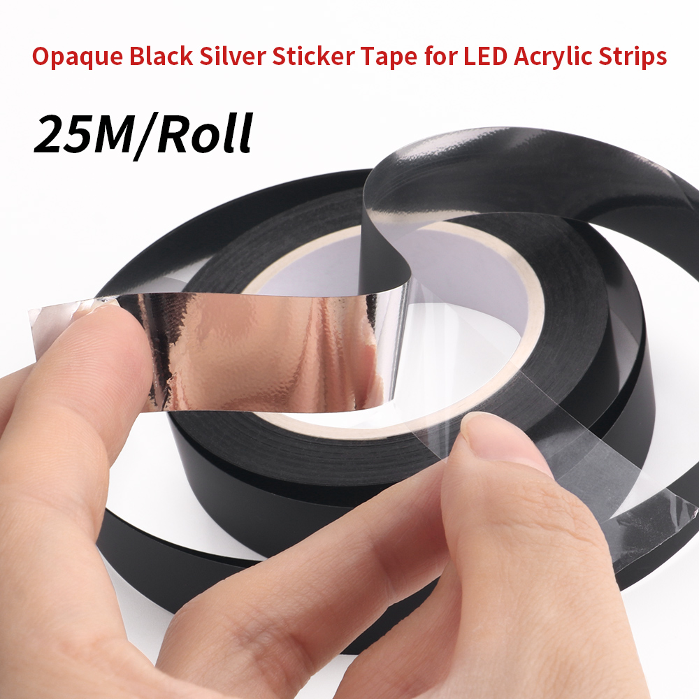 Led Gaming Light Strip - 25เมตร/ม้วนเทปสติ๊กเกอร์สีดำด้านเทปสติ๊กเกอร์สีเงินทึบแสงสีดำสำหรับแถบไฟ LED อะคริลิคแถบไฟ RGB ล้อมรอบแบบเต็มรูปแบบอุปกรณ์เสริม
