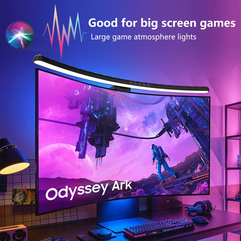 Led Gaming Light Strip - ไฟบาร์สำหรับจอคอมพิวเตอร์ RGB ปรับแสงตามจังหวะเพลง ไฟแขวนหน้าจอ ปรับความสว่างได้ โคมไฟตั้งโต๊ะสำหรับอ่านหนังสือ