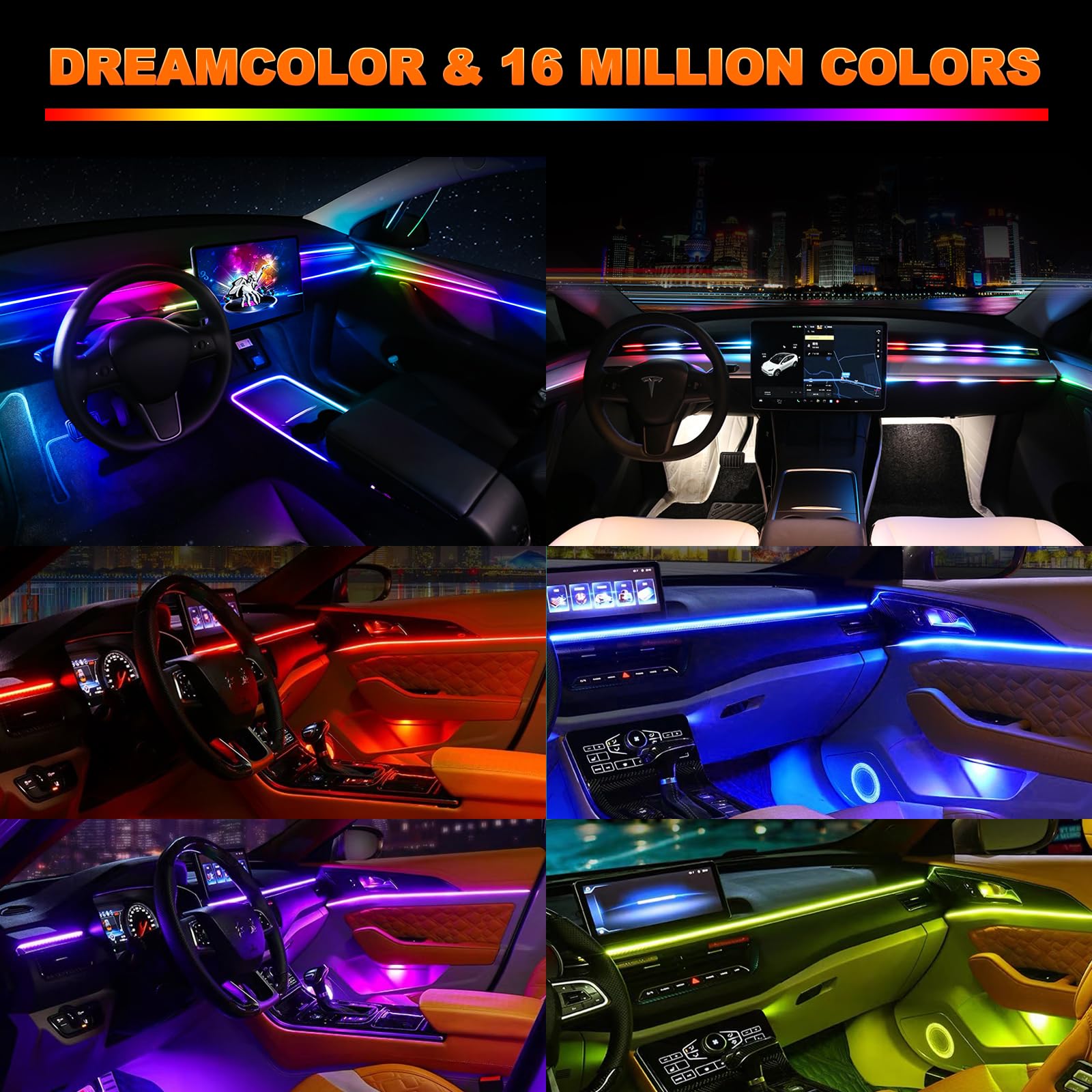ไฟนีออน2IN1ไดนามิกภายในรถแถบไฟ - Led Gaming Light Strip บทวิจารณ์และราคา
