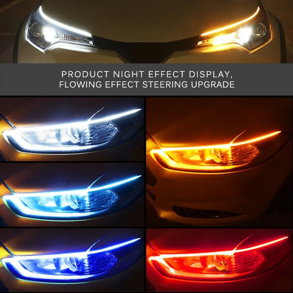 2 ชิ้นรถ DRL ยืดหยุ่นไฟหน้ากัน - Led Gaming Light Strip บทวิจารณ์และราคา