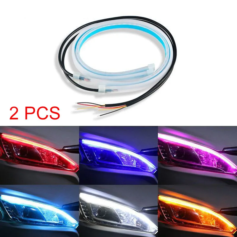2 ชิ้นรถ DRL ยืดหยุ่นไฟหน้ากัน - Led Gaming Light Strip บทวิจารณ์และราคา