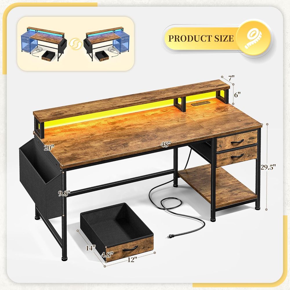 โต๊ะเกมมิ่งขนาดกะทัดรัด 48 นิ้ - Led Gaming Light Strip บทวิจารณ์และราคา